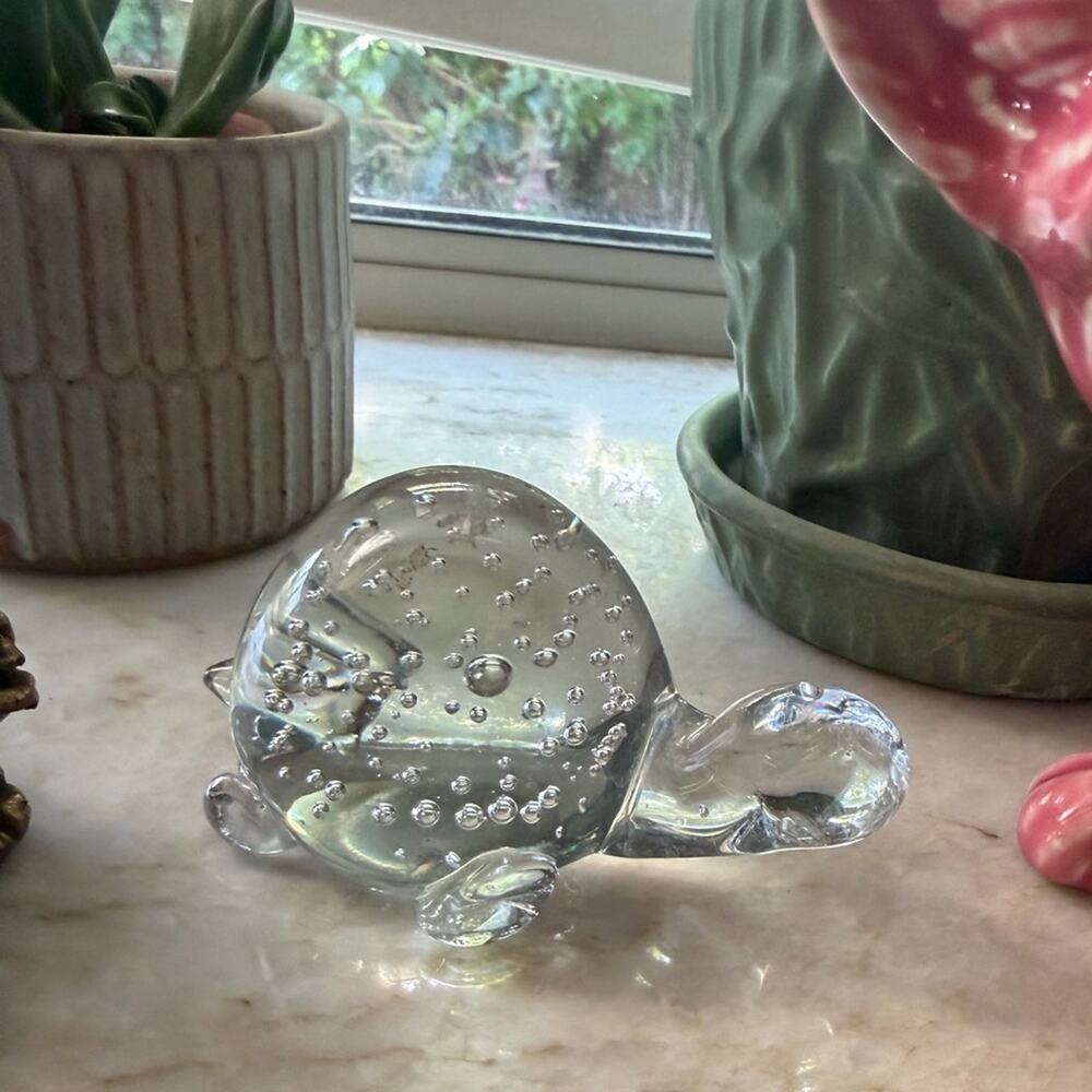 Blown glass turtle figurine